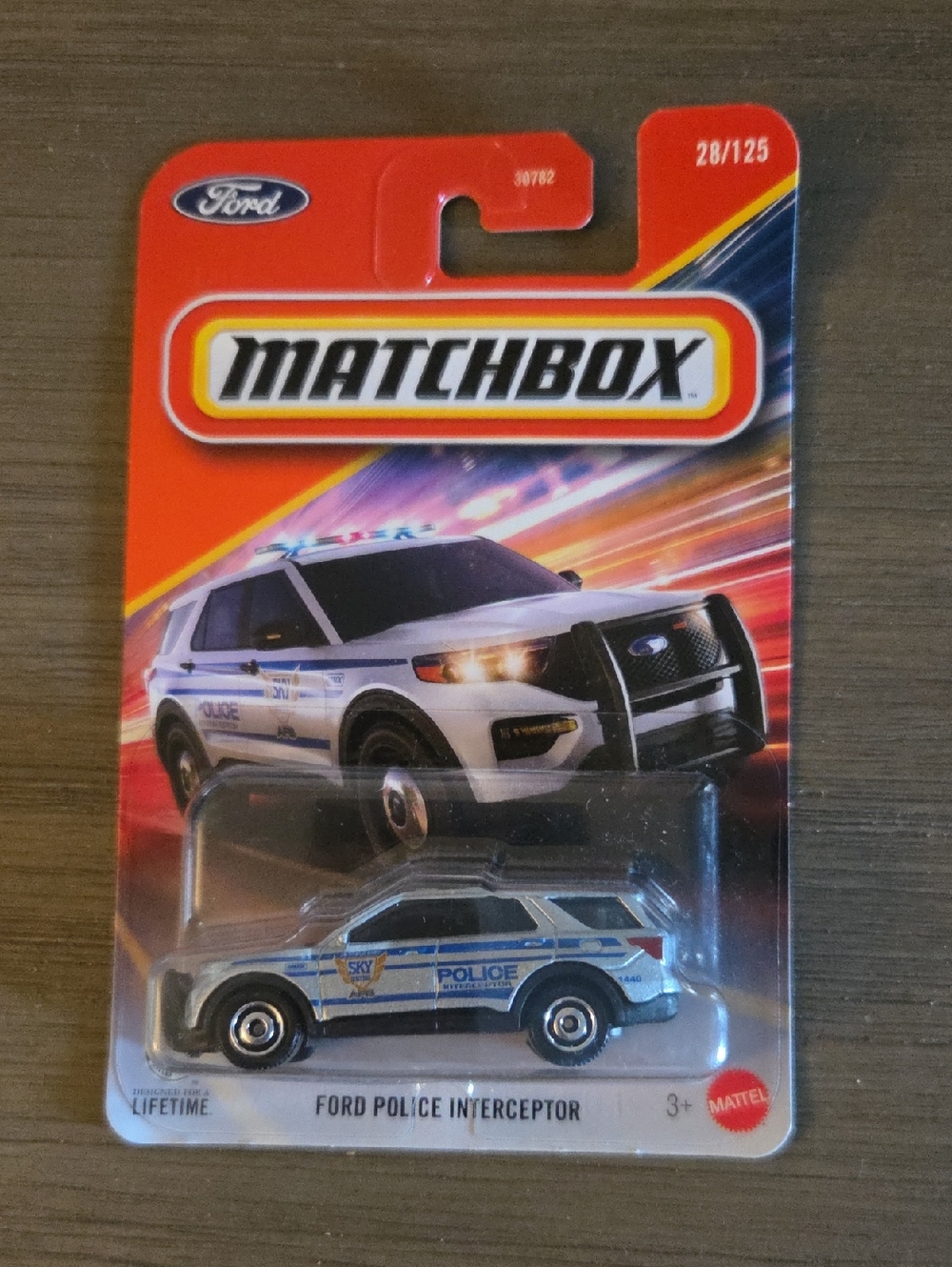 Matchbox Ford Police Interceptor Toy Car - White and Blue